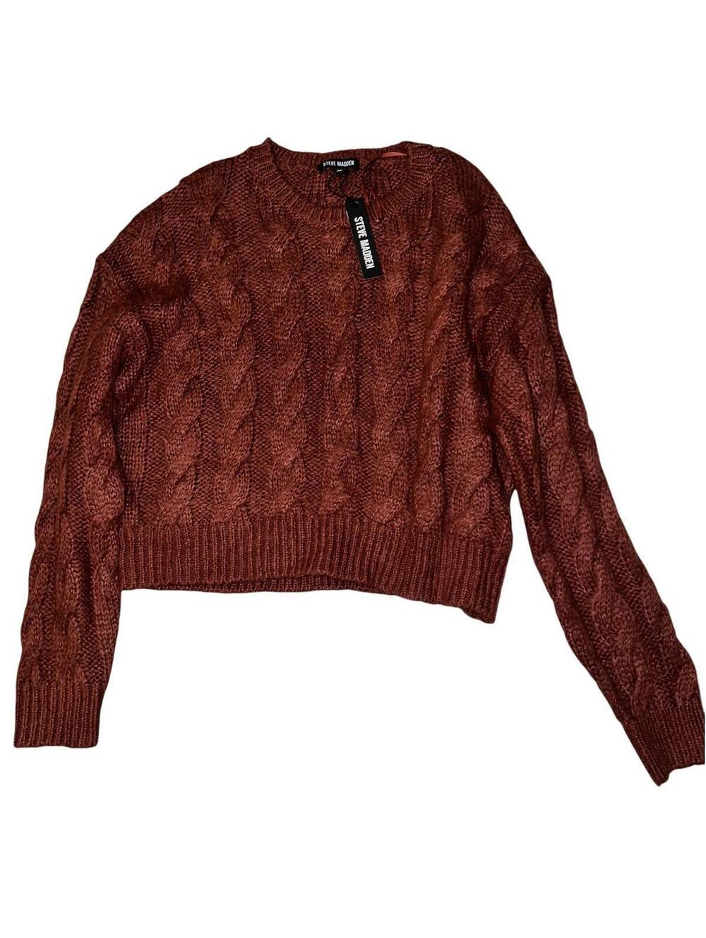 Steve Madden Rust Cable-Knit Pullover Sweater - Picture 4 of 4